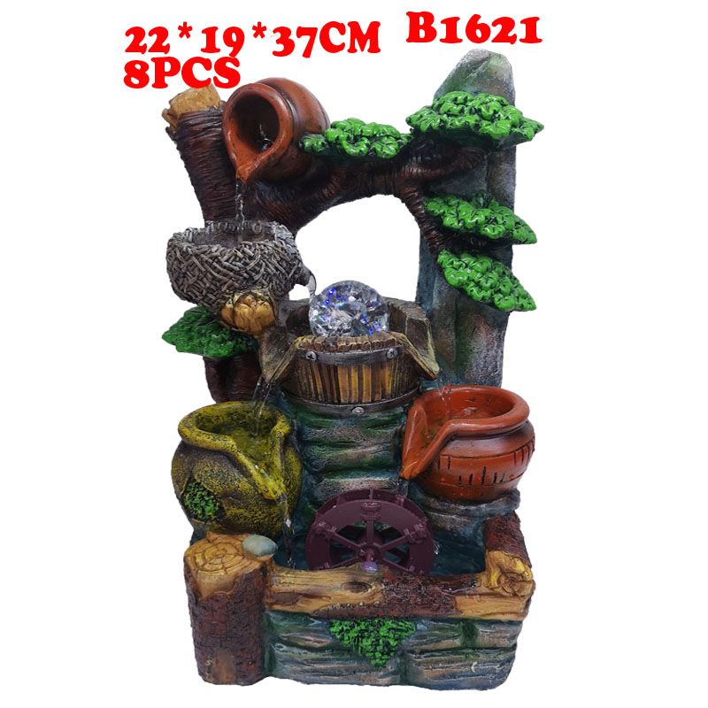 B1621假山工艺品流水喷泉树脂摆件创意树脂工艺家居装饰品净化空气