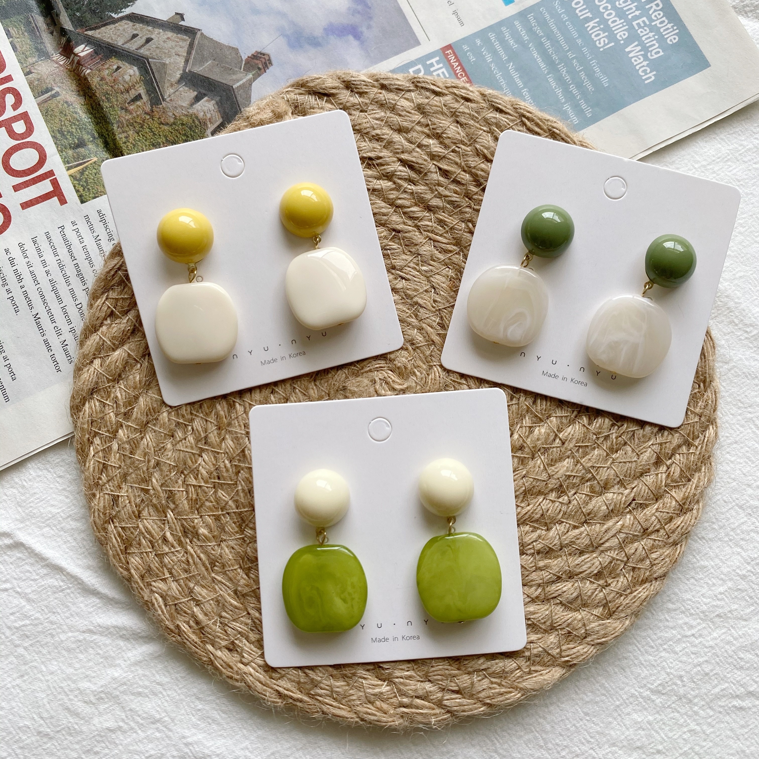 法式复古撞色亚克力耳环S925银针韩国小清新简约百搭气质耳钉耳饰星露饰品1详情图1