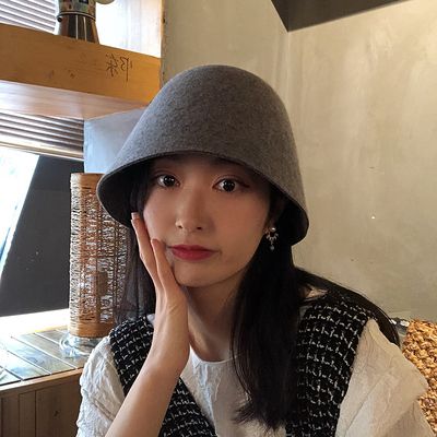 JQ 静俏 混色羊毛水桶帽子女秋冬款韩版日系遮脸盆帽网红款灯罩乞丐毛呢渔夫帽