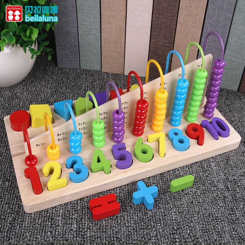 The wooden toy three-in-one calculation logarithm board is rich in color and highly interesting. It can exercise the baby's color recognition visual ability, cultivate logical thinking ability, and exercise early education enlightenment training. It is a parent-child game Item Picture