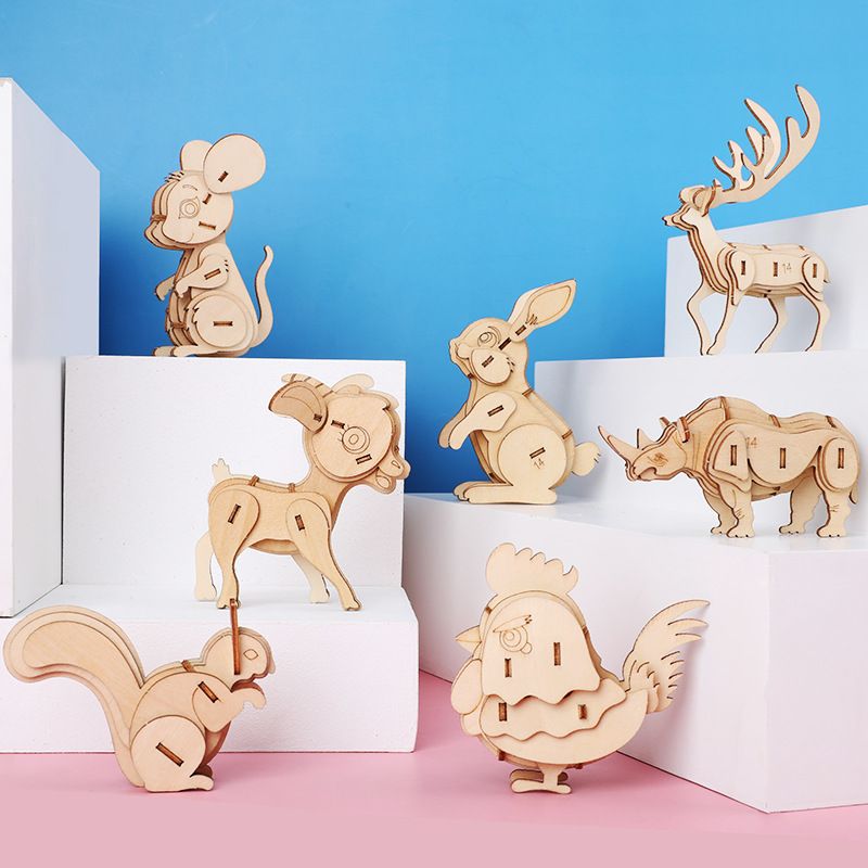Factory direct sales of children's educational 3D wooden animal jigsaw puzzle board assembly educational jigsaw puzzle board toys for 3-7 years old details Picture