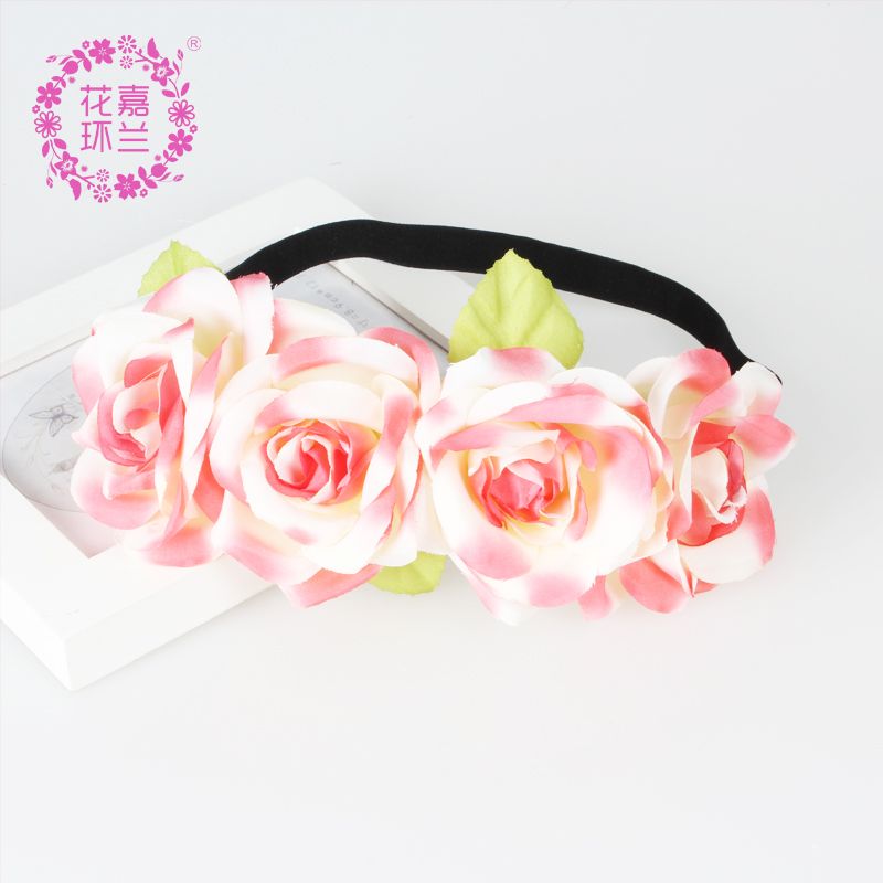 Handcrafted fabric rose flower headbands directly supplied by foreign trade factories are suitable for both adults and children to wear details Picture