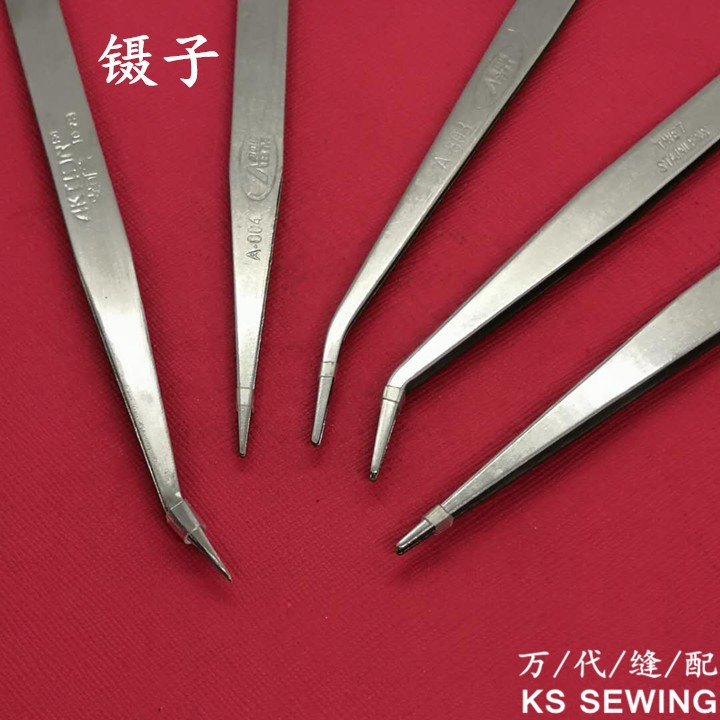 Obema stainless steel tweezers, straight E8/ curved E7 pliers, eyebrow clips, thread clips, special tools for sewing machines detail image 3