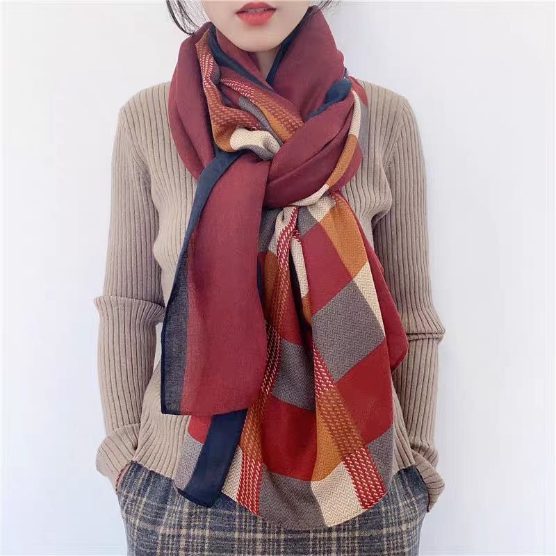 Ladies Autumn And Winter Coat All Casual Korean Version Of Lady Retro Trendy Explosive Silk Scarf 2728