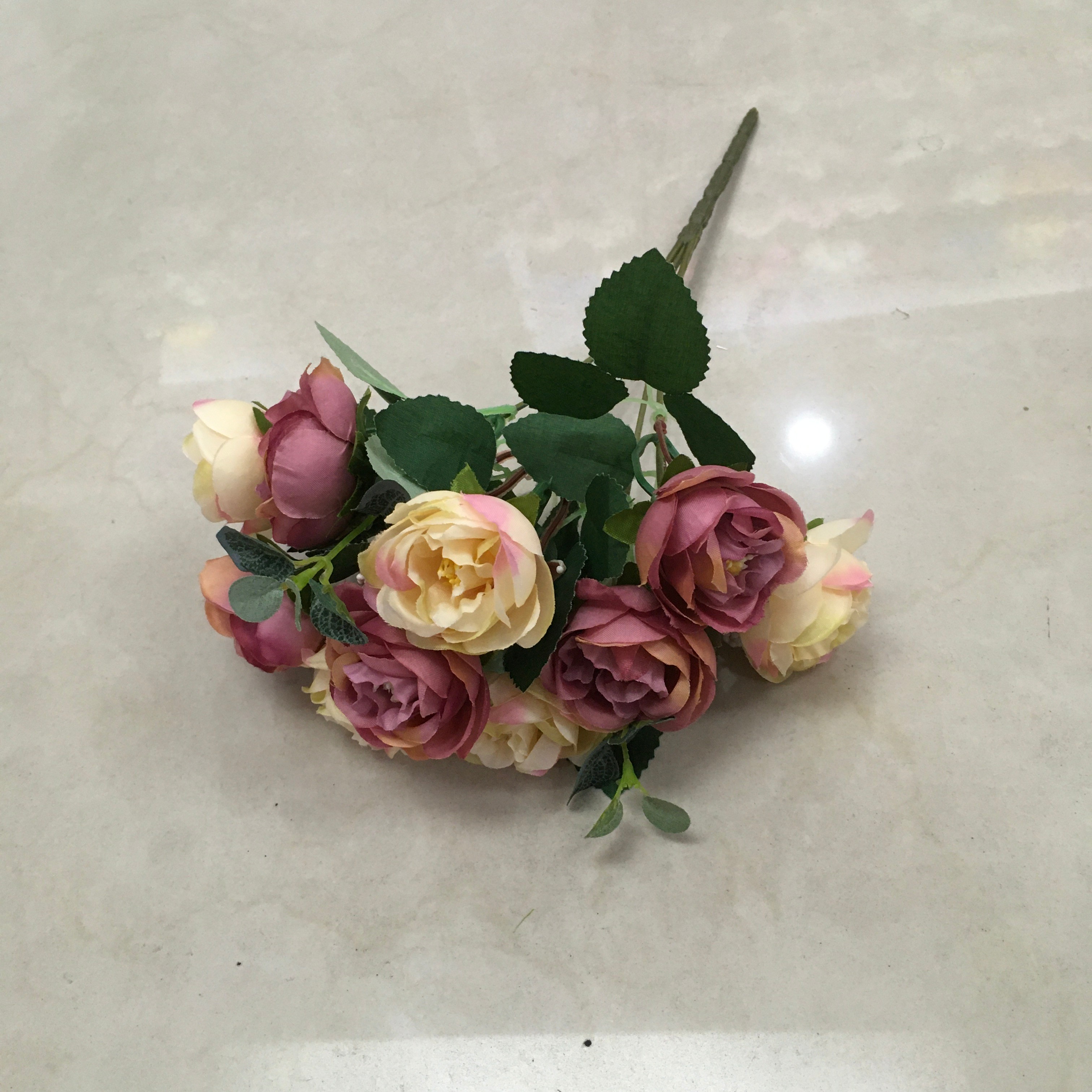Lili artificial flowers, living room, dining room, venue decoration flowers, 5-pronged 10-head artificial heart-shaped camellia wholesale pic 6