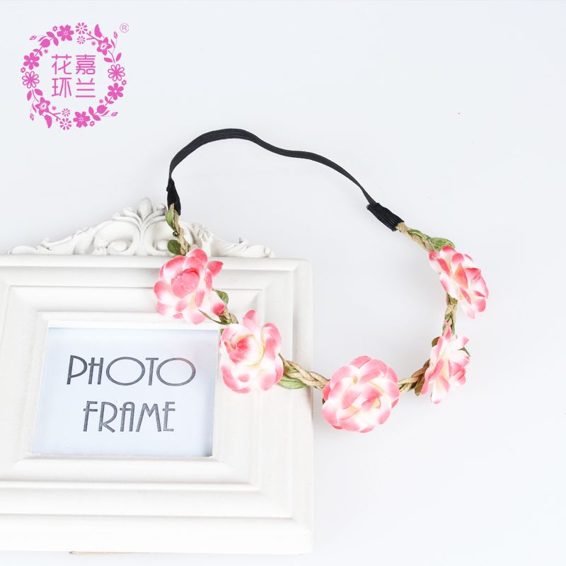 Jialan Accessories' classic European and American style best-selling headwear, Bohemian creative imitation rose flower headband, children's headband details Picture