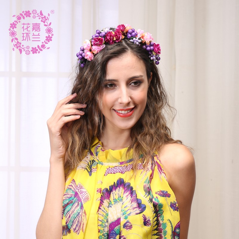 Jialan Factory independently produces fashionable new Korean-style bride headwear garlands, elegant jasmine bridesmaid headwear, female hair bands, and beach garlands pic 4