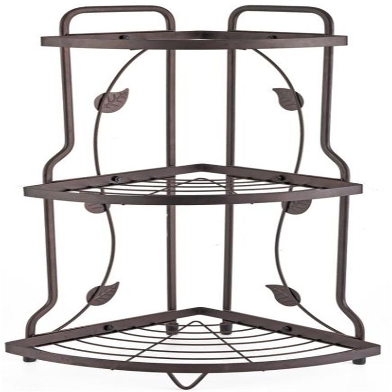 A small three-layer corner stand in bronze gold