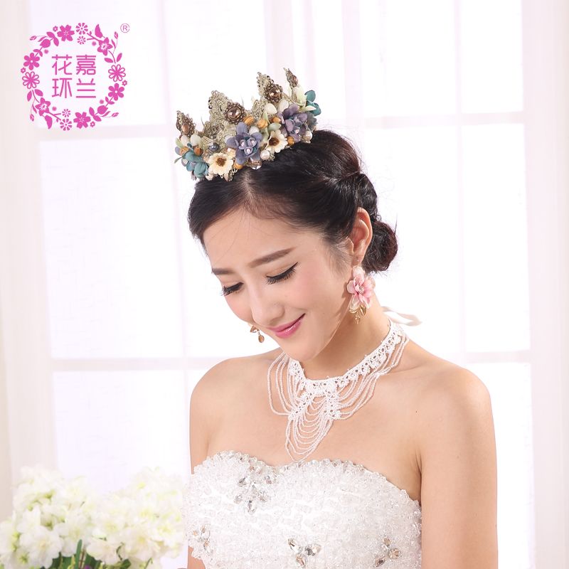 Jialan Yiwu Factory directly supplies Bohemian-style bright retro blue crown commemorative photo studio flower crowns details Picture