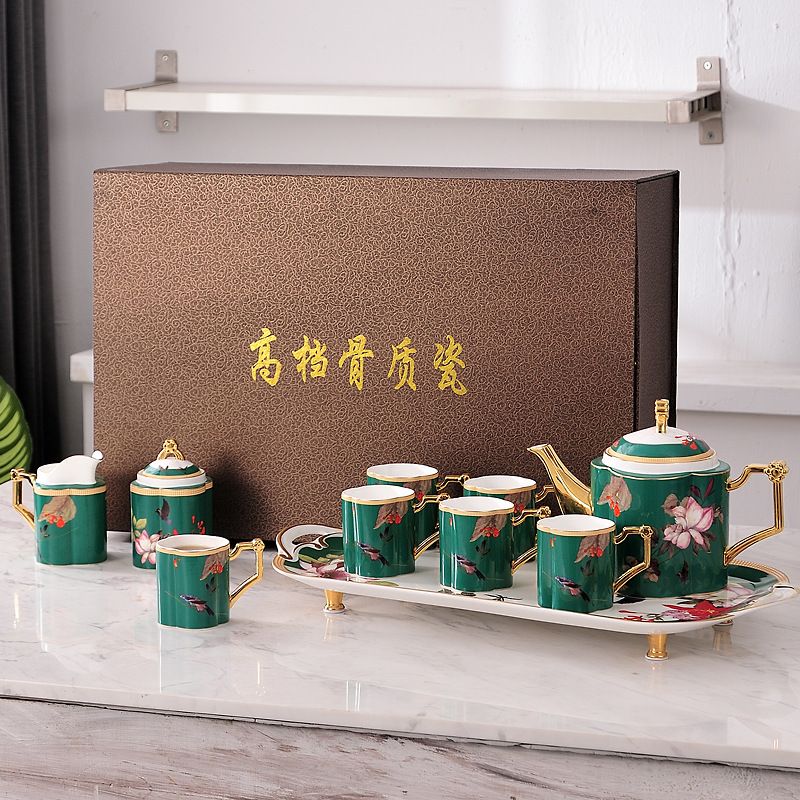 Ceramic water sets, bone China tea sets, high-end coffee sets, flower tea sets, water set sets, European-style coffee sets, afternoon tea, black tea, gold-wrapped luxury gifts Specification image