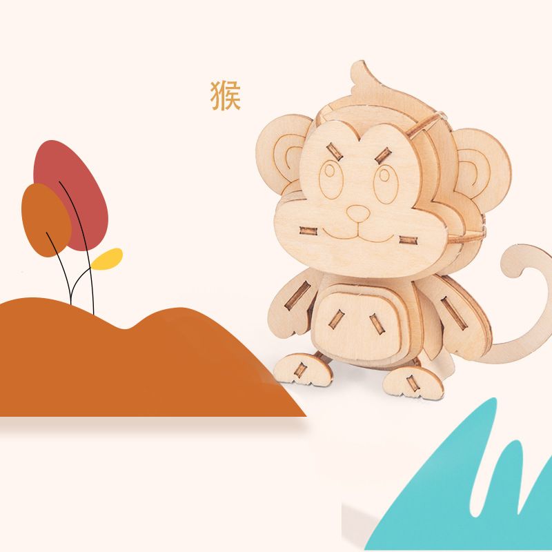 Factory direct sales of children's educational 3D wooden animal jigsaw puzzle board assembly educational jigsaw puzzle board toys for 3-7 years old