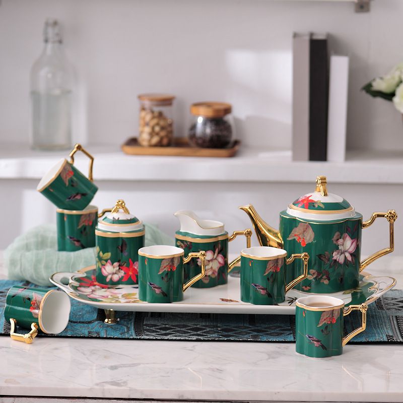 Ceramic water sets, bone China tea sets, high-end coffee sets, flower tea sets, water set sets, European-style coffee sets, afternoon tea, black tea, gold-wrapped luxury gifts details Picture