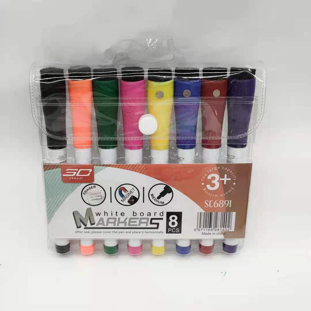 Erasable and adhesive whiteboard pen, magnetic colored whiteboard pen, sponge tip pen case whiteboard pen details Picture