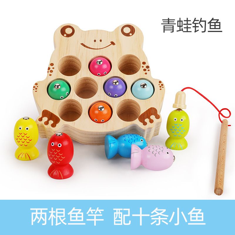 3d stereoscopic kitten fishing toys, magnetic fishing games for children, wooden frogs, early education toys for kids wholesale Specification image