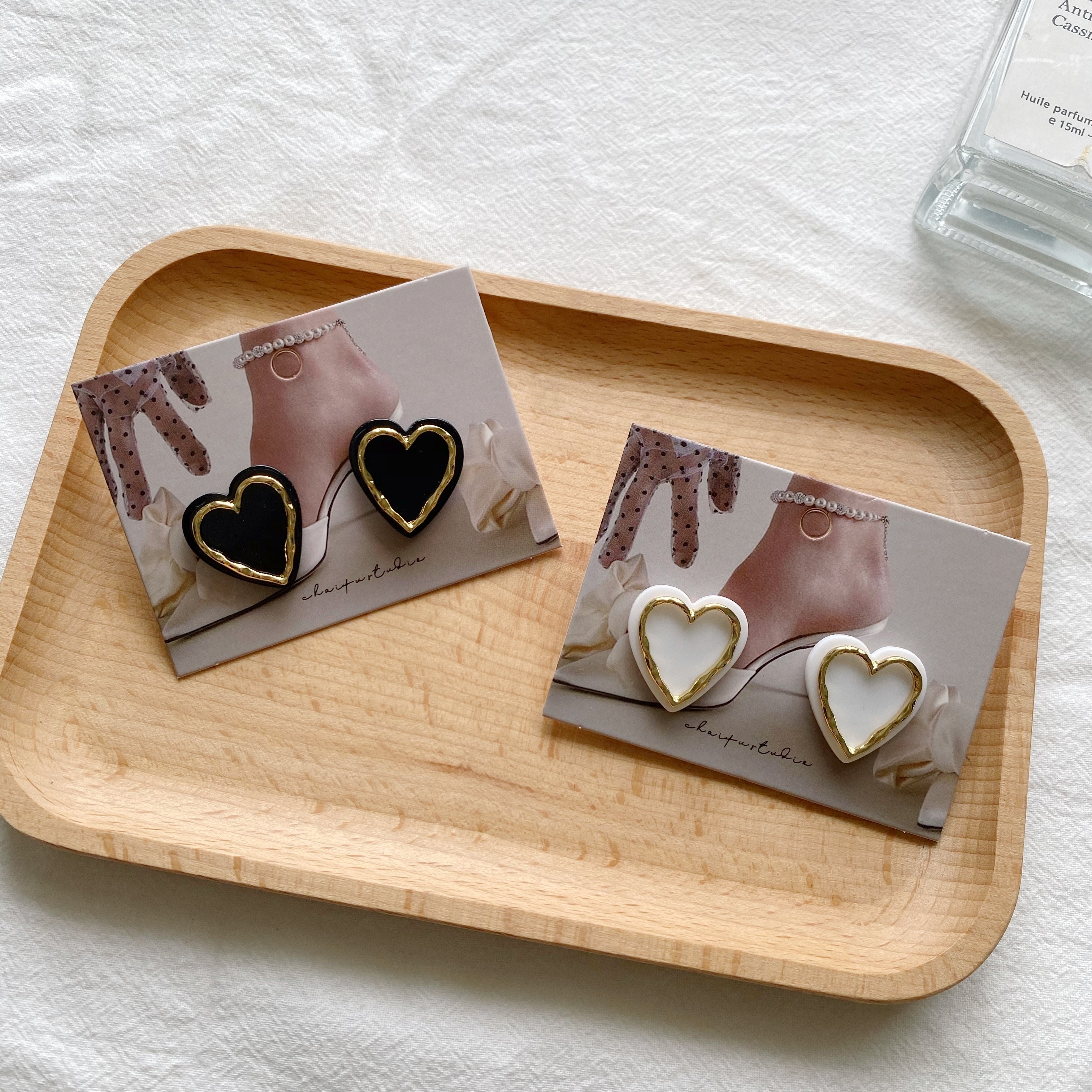 法式复古爱心金属亚克力耳环女S925银针韩国简约百搭气质耳钉耳饰星露饰品1详情图2