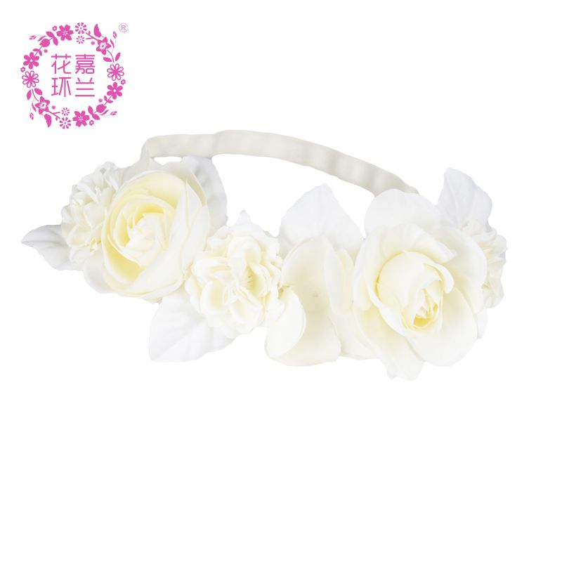 Jialan Foreign Trade supplies European and American children's hair accessories and headwear, simulated flower exercises, baby hair bands, forest girl style headwear, fresh and rural style Specification image