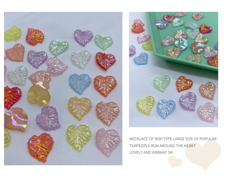 Jelly color-coated ab heart-shaped leaf summer ancient-style clothing headband diy hand-woven accessory detail image 5
