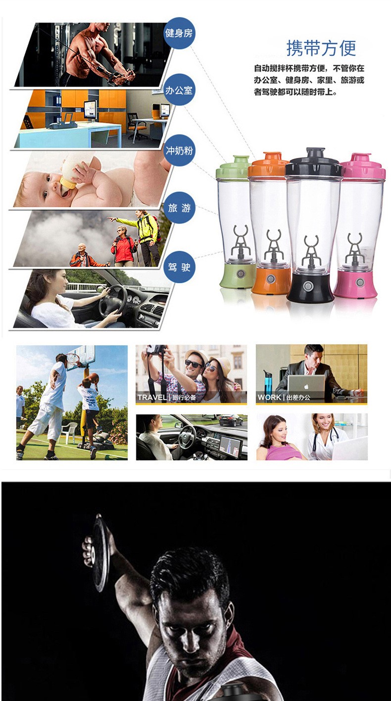 自动搅拌杯 密封塑料果珍牛奶旋转 电动搅拌咖啡杯 水杯详情图8