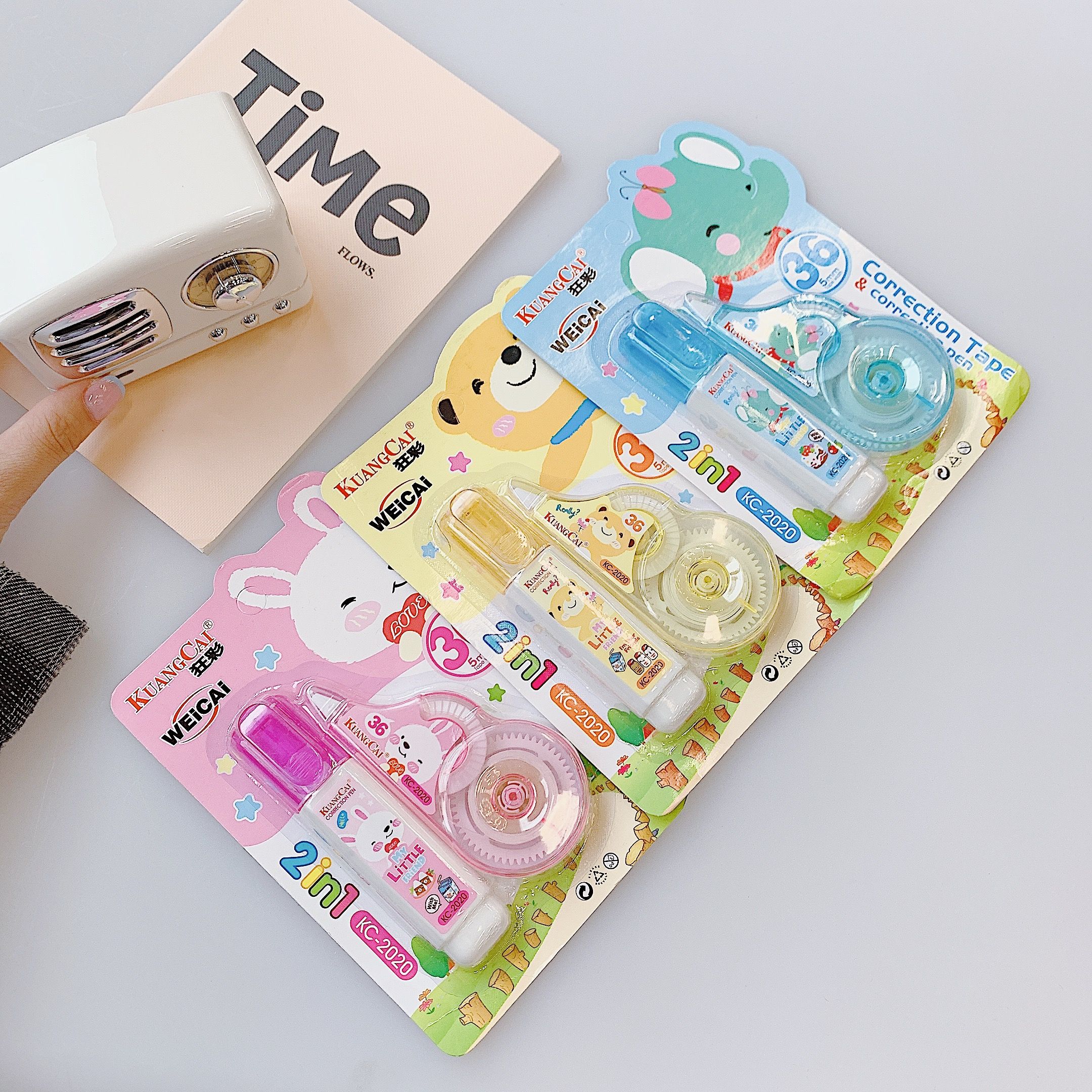 Kuangcai Correction Tape 2020 Correction Fluid + Correction Tape Set Cartoon Correction Fluid + Correction Tape 36 Large Capacity Application Scenario