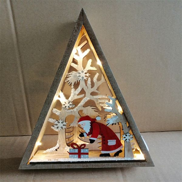 创意相框灯情侣女生礼物七夕小夜灯3d光影三角圣诞老人纸雕灯