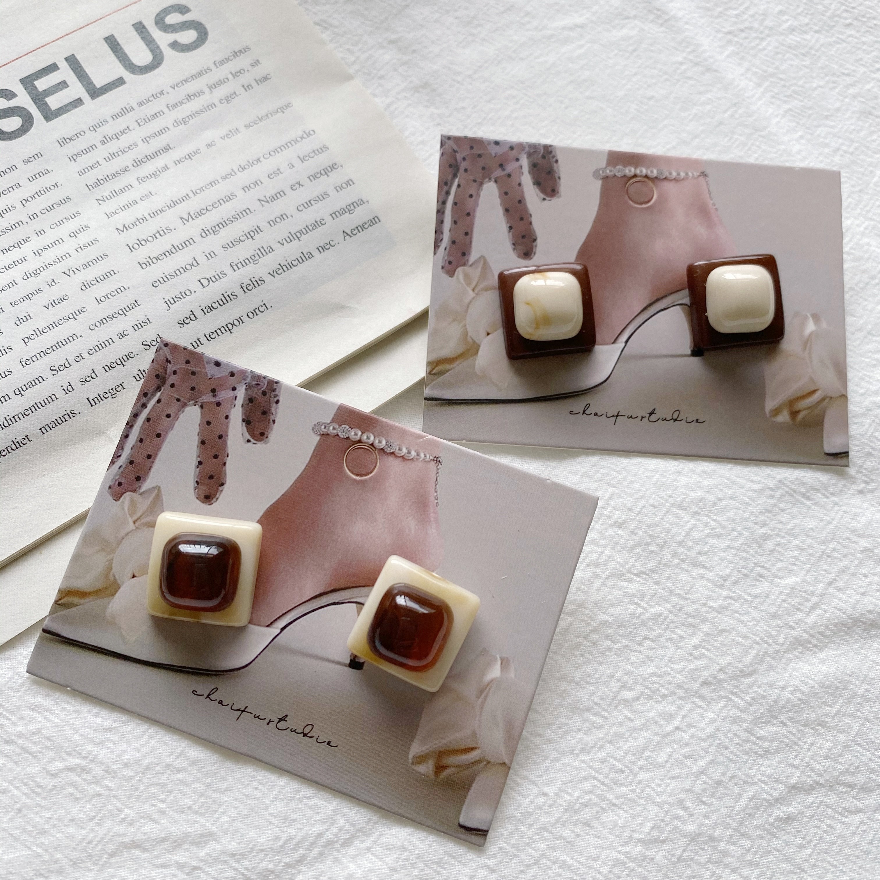 法式复古双色树脂亚克力耳环女S925银针韩国简约百搭气质耳钉耳饰星露饰品1详情图2