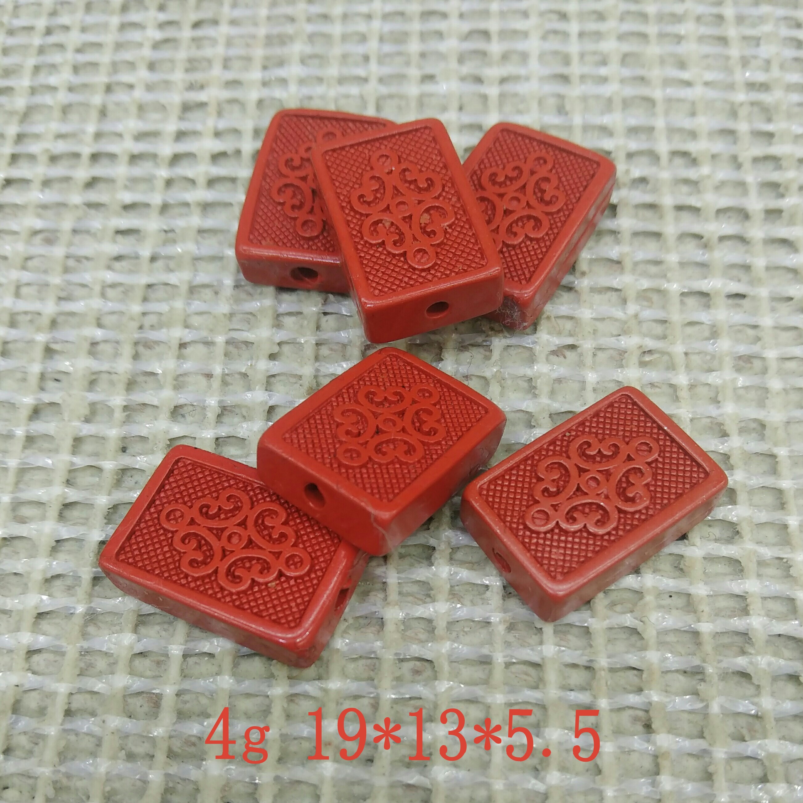 高含量朱砂半成品配件四方形扁珠手工diy珠子9