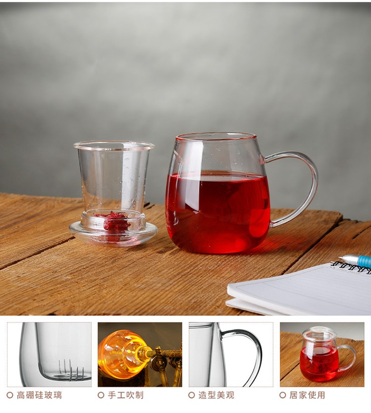 Boluya handcrafts high borosilicate heat-resistant glass cups, mushroom cups, tea cups and office cups detail image 2
