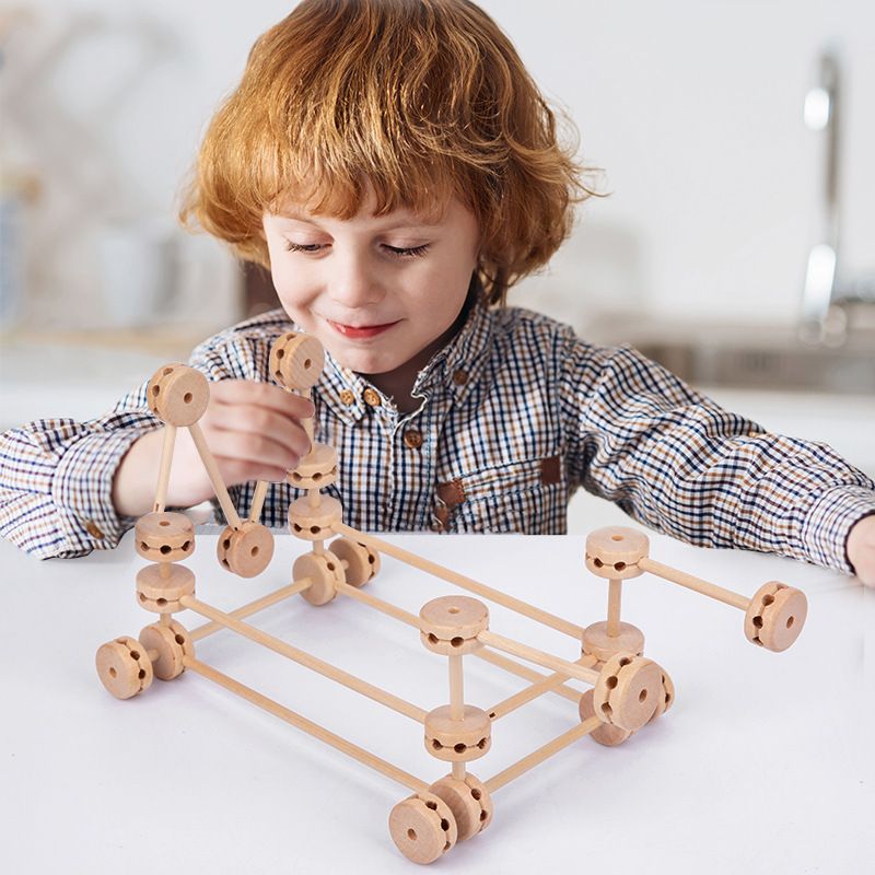 Creative wooden building blocks diy, advanced concentration enlightenment, early education toys for children aged 3-6 details Picture
