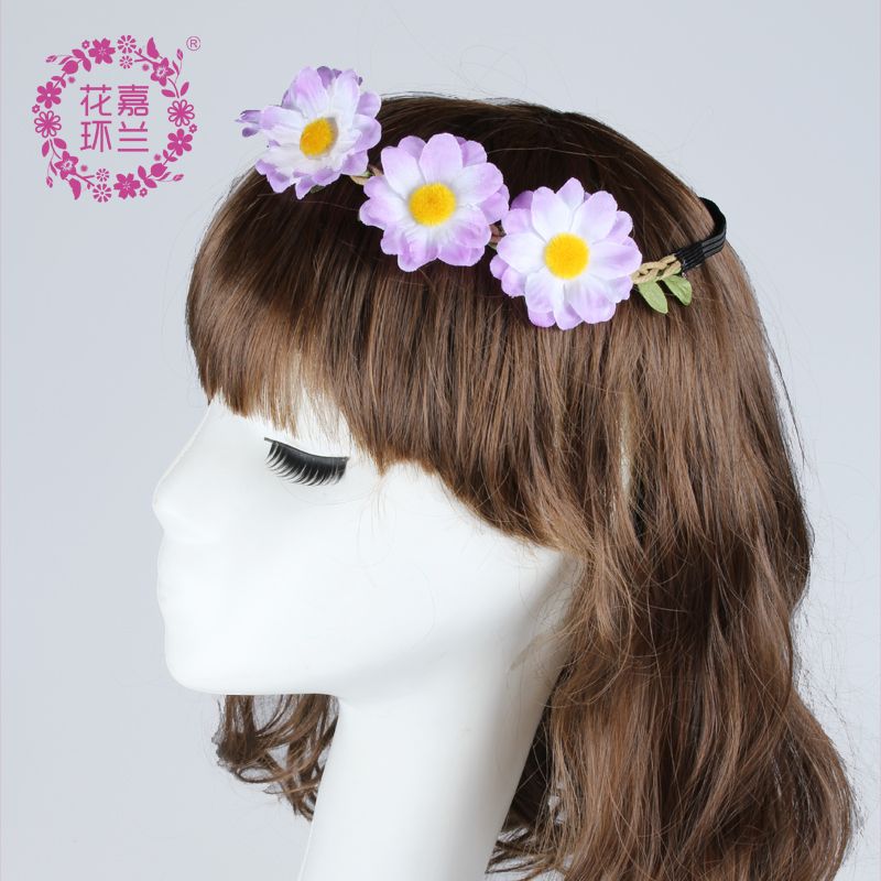 Jialan Factory customizes sweet European and American children's hair accessories, baby seaside vacation photography headbands, forest girl simulation hair flower accessories, and elastic hair bands