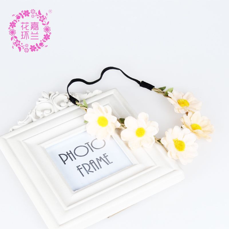 Jialan Factory customizes sweet European and American children's hair accessories, baby seaside vacation photography headbands, forest girl simulation hair flower accessories, and elastic hair bands details Picture