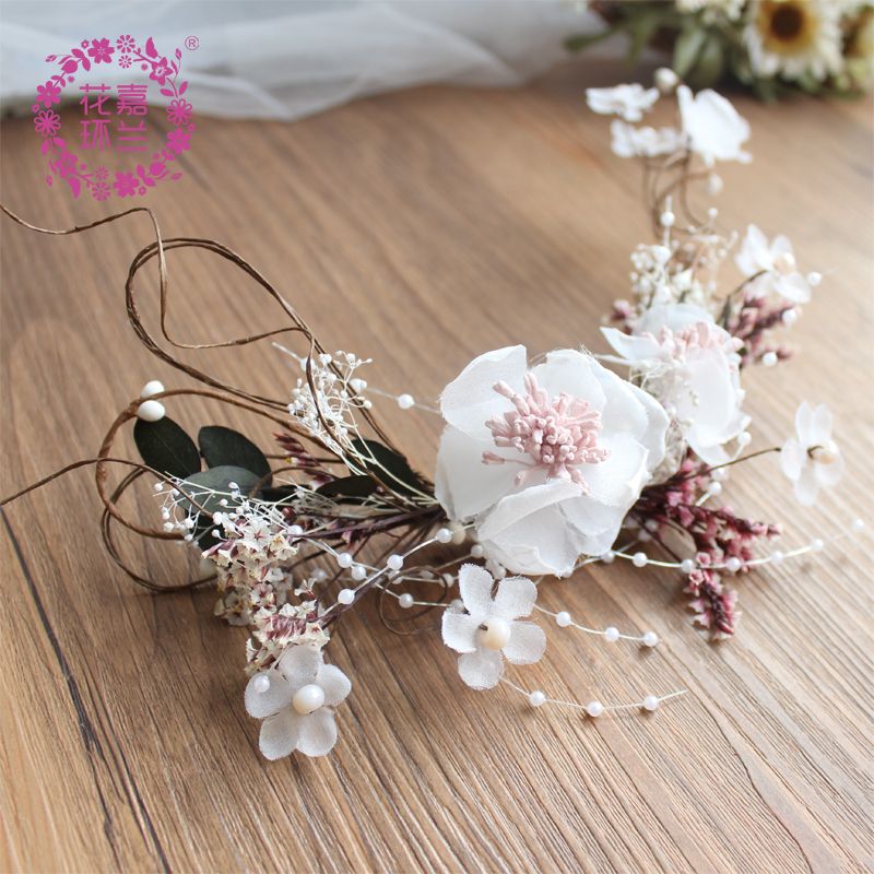 Jialan Factory's new bride pearl crown hairband earring set, multi-layer hairband, super fairy headwear earrings, wedding dress accessories