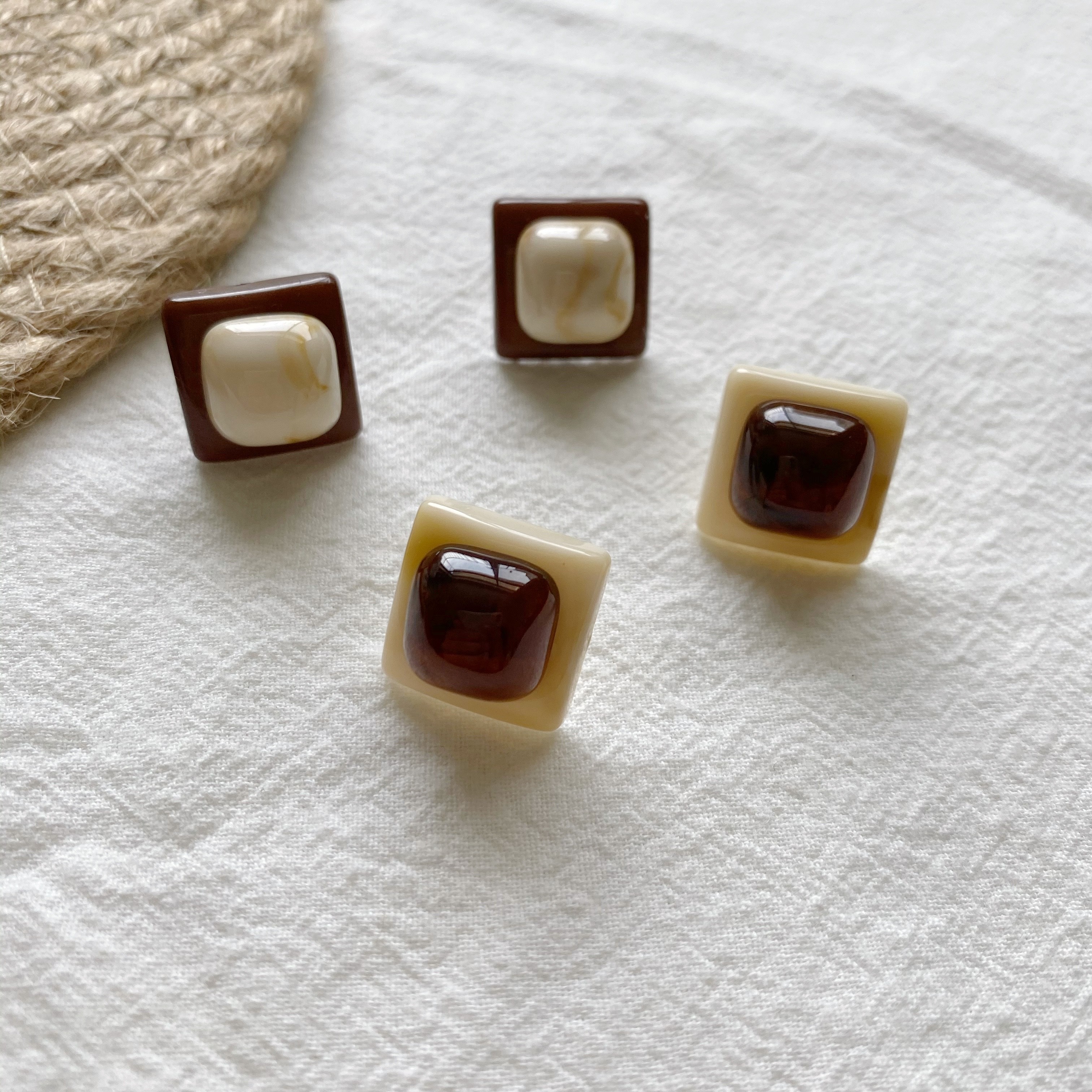 法式复古双色树脂亚克力耳环女S925银针韩国简约百搭气质耳钉耳饰星露饰品1详情图4