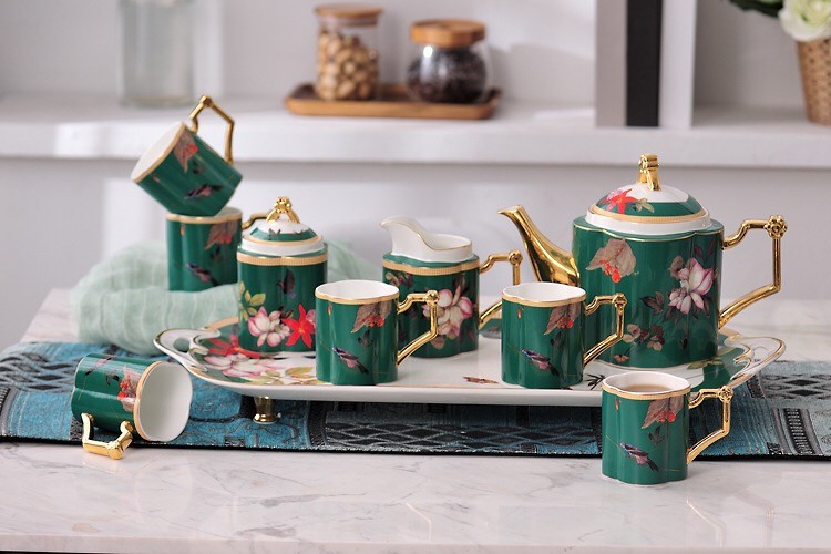 Ceramic water sets, bone China tea sets, high-end coffee sets, flower tea sets, water set sets, European-style coffee sets, afternoon tea, black tea, gold-wrapped luxury gifts detail image 5