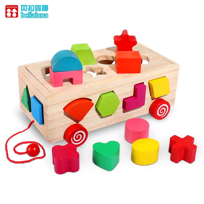 16 pieces of wooden toys, shaped intelligence car, rich in color and highly interesting, can exercise the baby's color recognition and visual ability, cultivate logical thinking ability, exercise early education enlightenment training, parent-child game Specification image