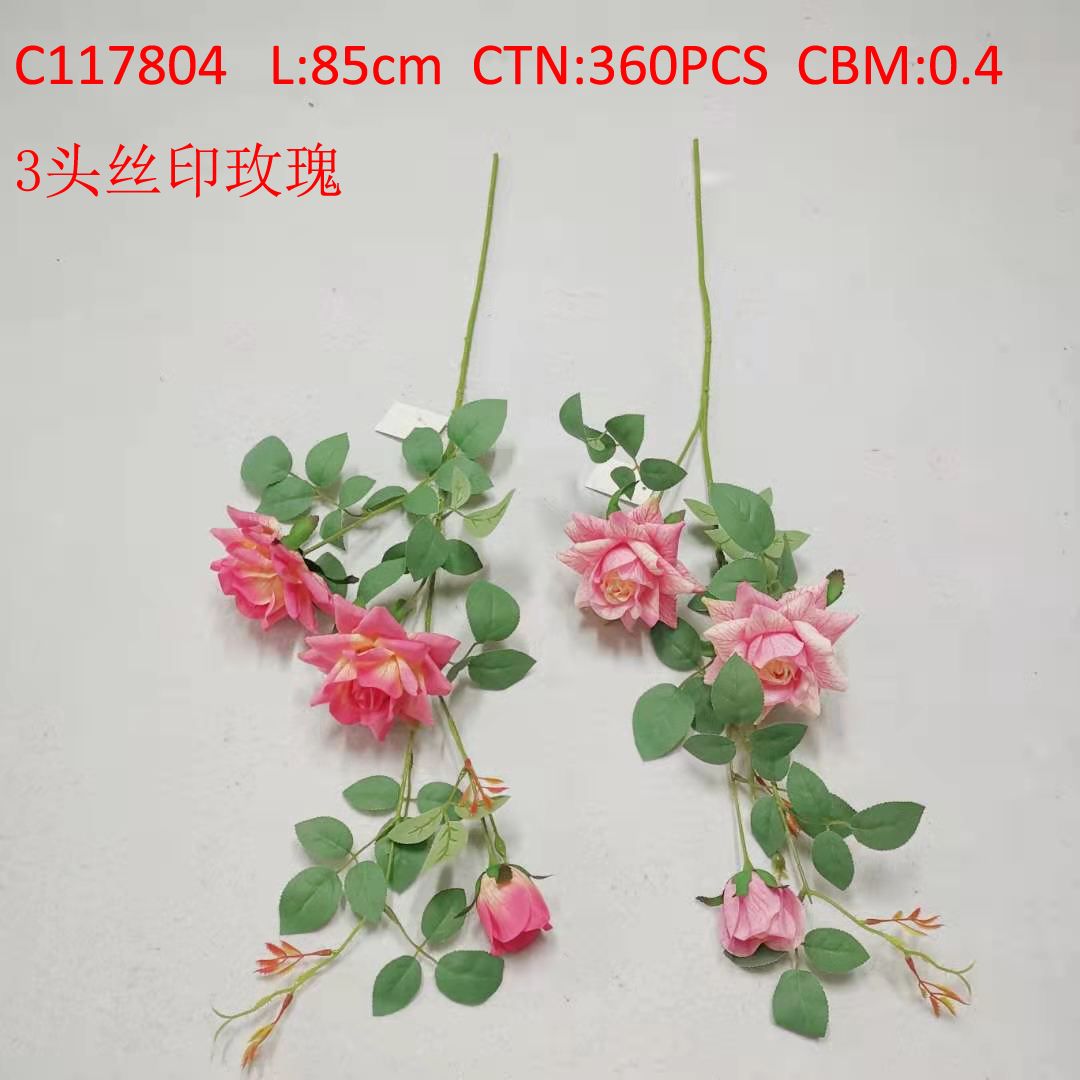 3 head silk screen rose C117804