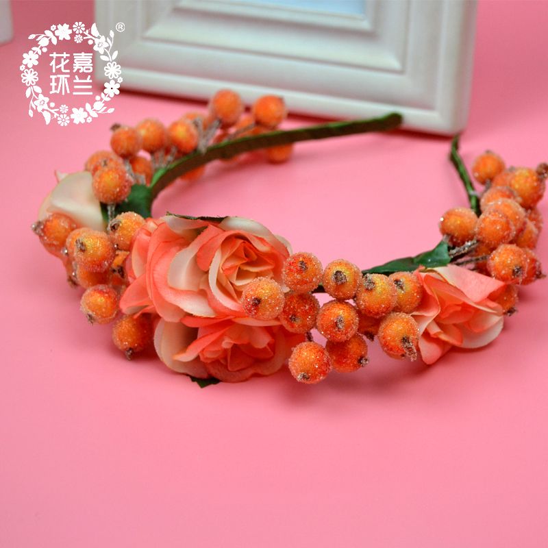 Jia LAN Hua Huan Factory's fashionable new Korean-style bride headwear garland, elegant jasmine bridesmaid headwear, women's hair band, beach garland Item Picture