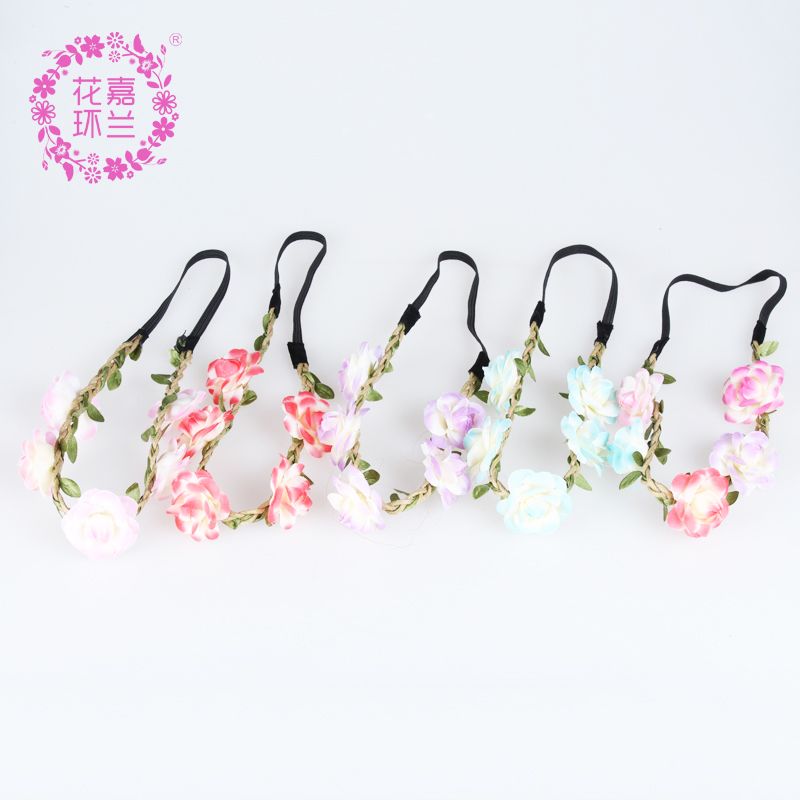 European and American children's headbands, little girl rose flower color simulation rose headbands, bride headwear, blue jewelry Application Scenario