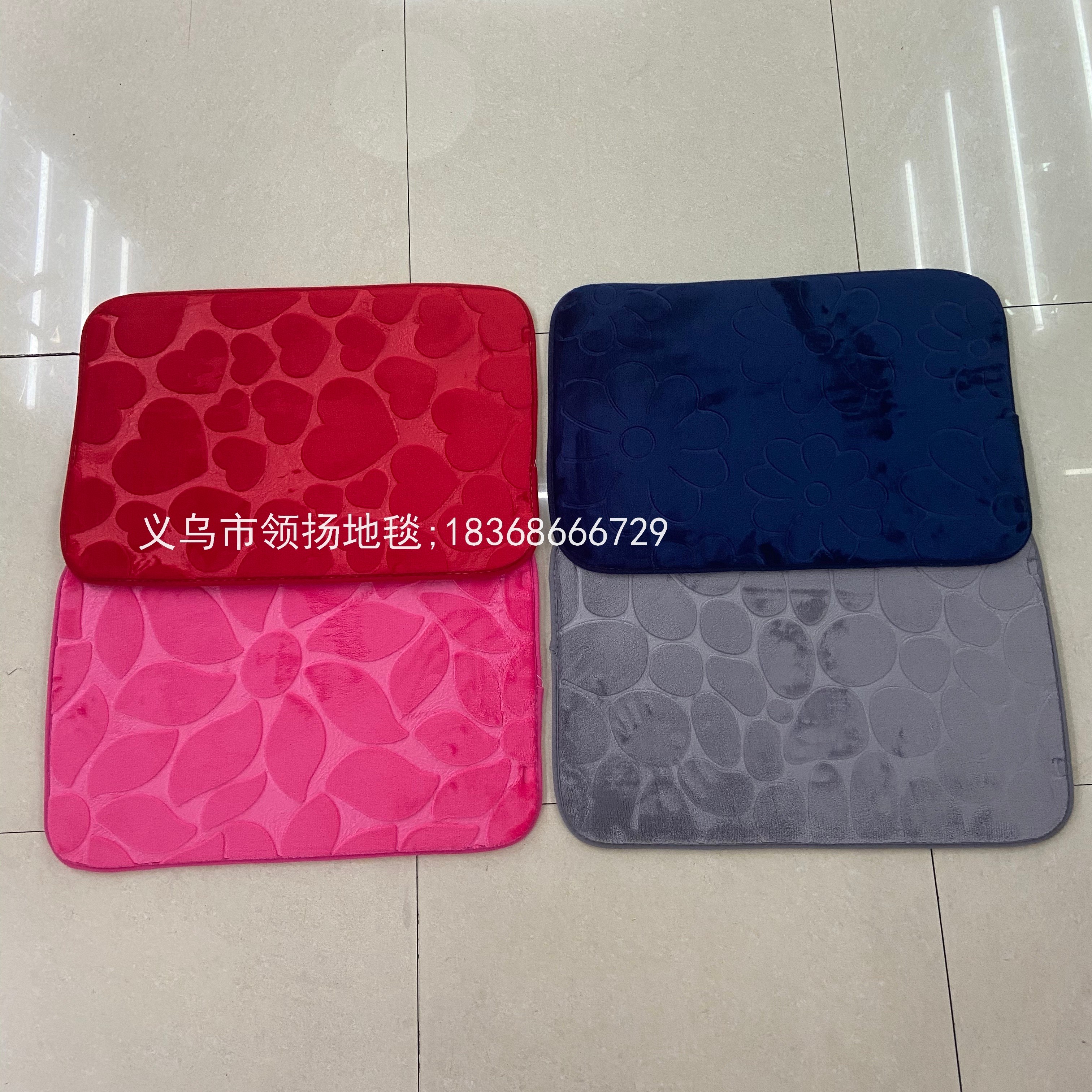 法兰绒素色压花垫法兰绒地毯地垫 法兰绒压花脚垫门垫详情图2