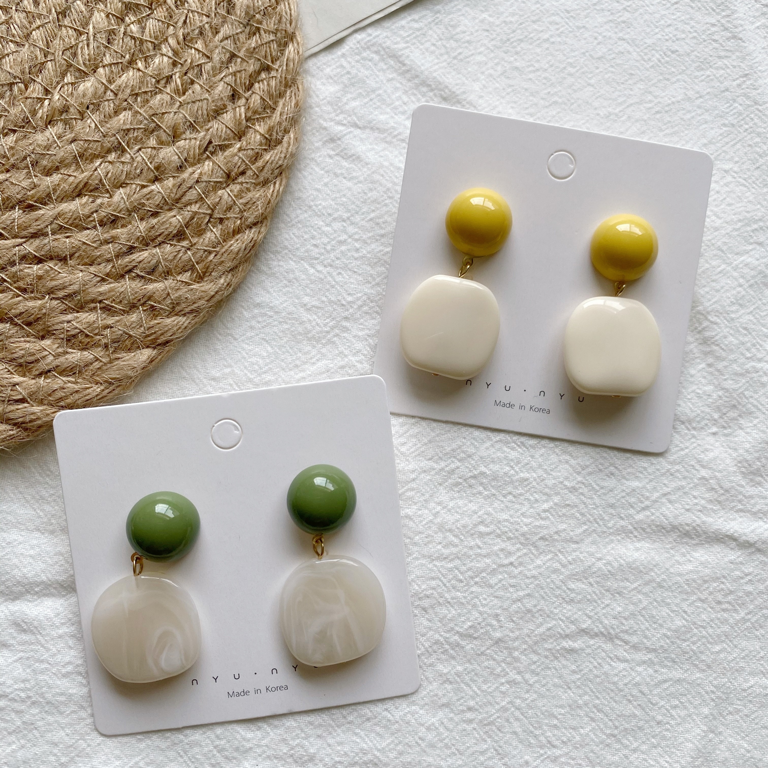 法式复古撞色亚克力耳环S925银针韩国小清新简约百搭气质耳钉耳饰星露饰品1详情图2