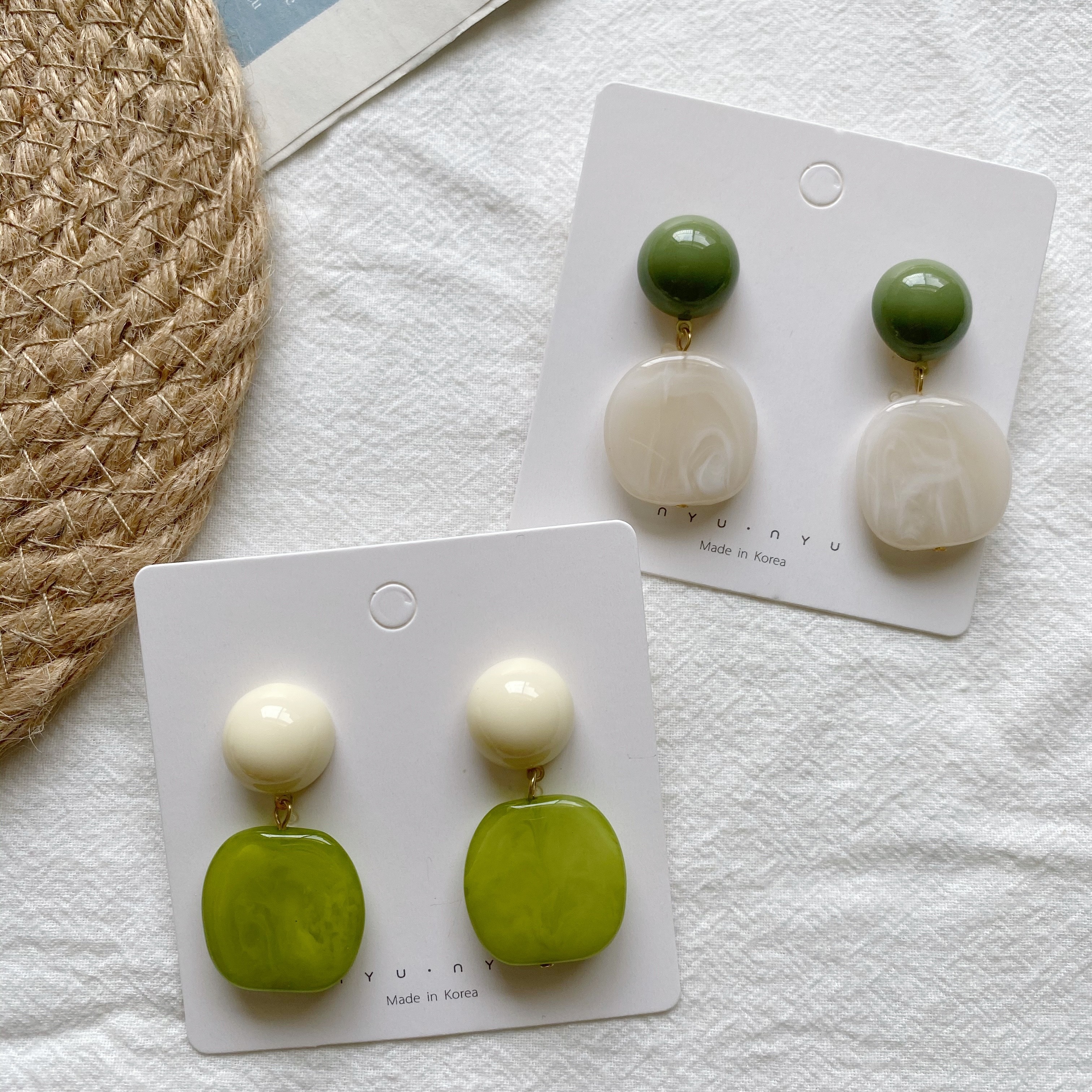 法式复古撞色亚克力耳环S925银针韩国小清新简约百搭气质耳钉耳饰星露饰品1详情图4