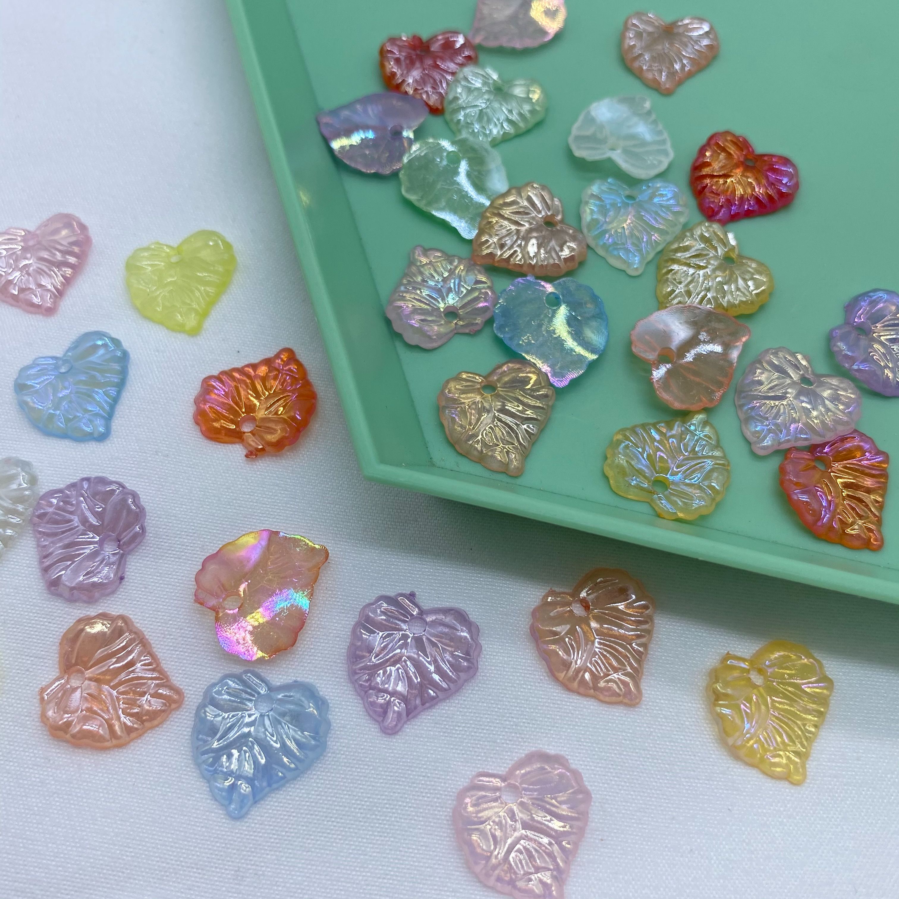 Jelly color-coated ab heart-shaped leaf summer ancient-style clothing headband diy hand-woven accessory Specification image