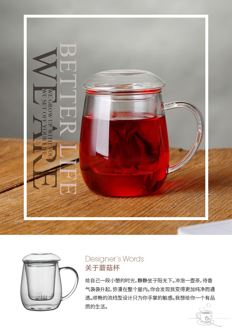 Boluya handcrafts high borosilicate heat-resistant glass cups, mushroom cups, tea cups and office cups detail image 1