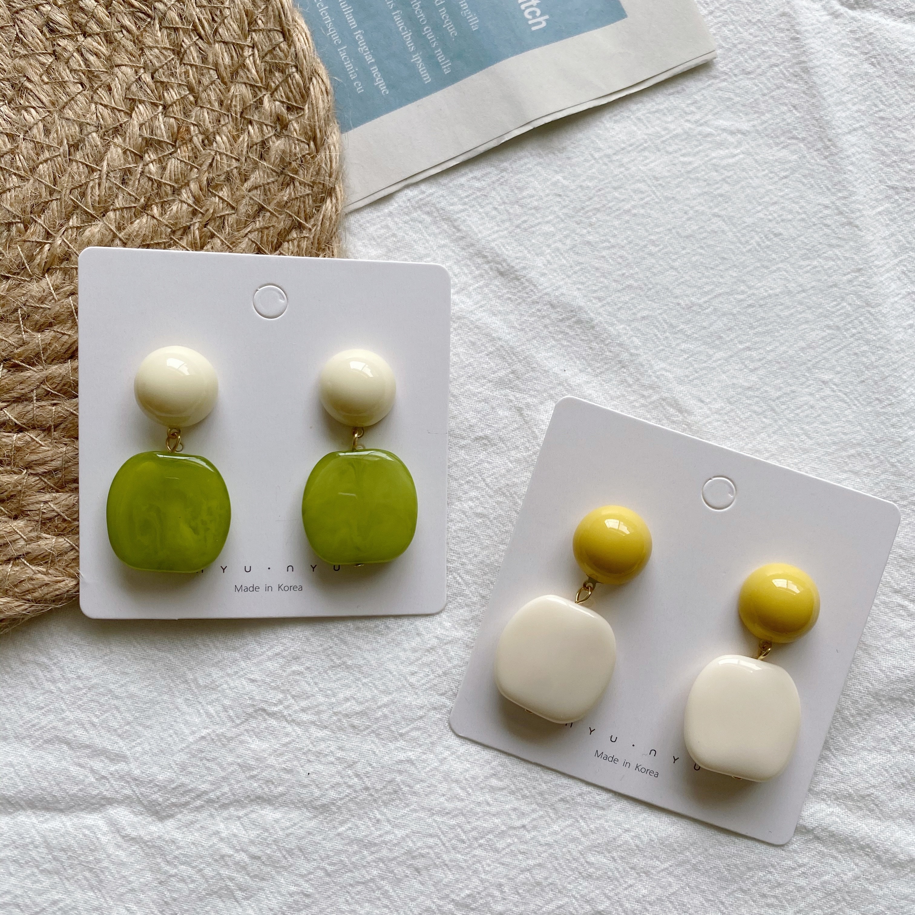 法式复古撞色亚克力耳环S925银针韩国小清新简约百搭气质耳钉耳饰星露饰品1详情图3