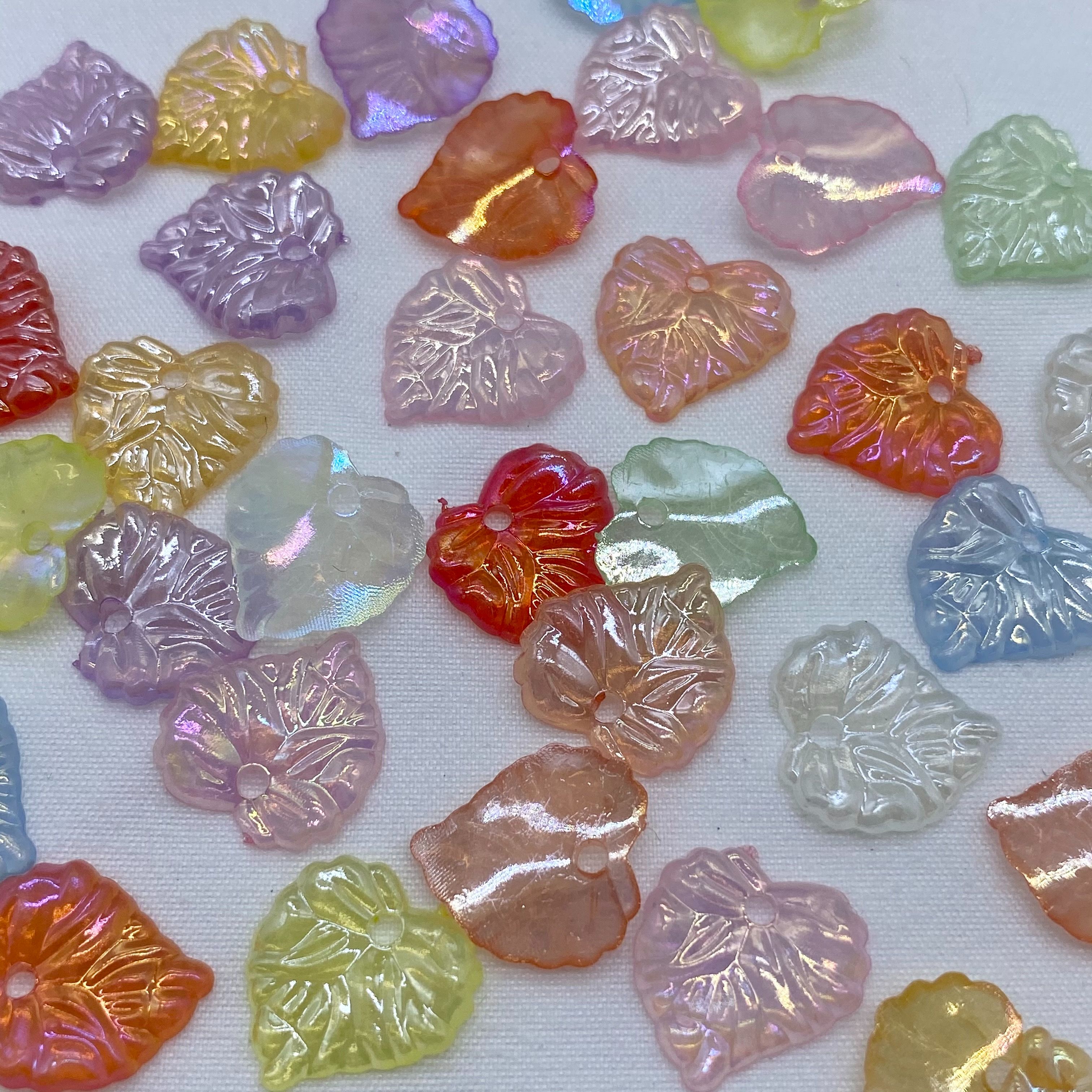 Jelly color-coated ab heart-shaped leaf summer ancient-style clothing headband diy hand-woven accessory details Picture