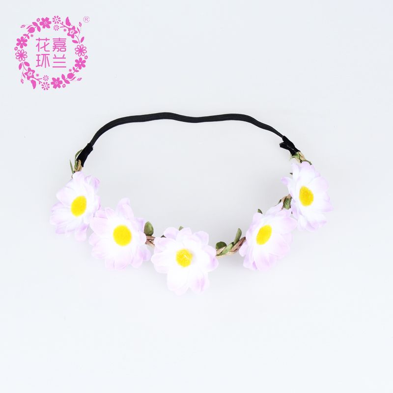 Jialan Factory customizes sweet European and American children's hair accessories, baby seaside vacation photography headbands, forest girl simulation hair flower accessories, and elastic hair bands Specification image