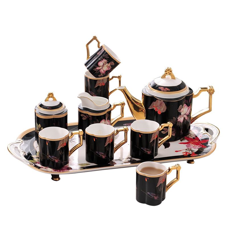 Ceramic water sets, bone China tea sets, high-end coffee sets, flower tea sets, water set sets, European-style coffee sets, afternoon tea, black tea, gold-wrapped luxury gifts Item Picture