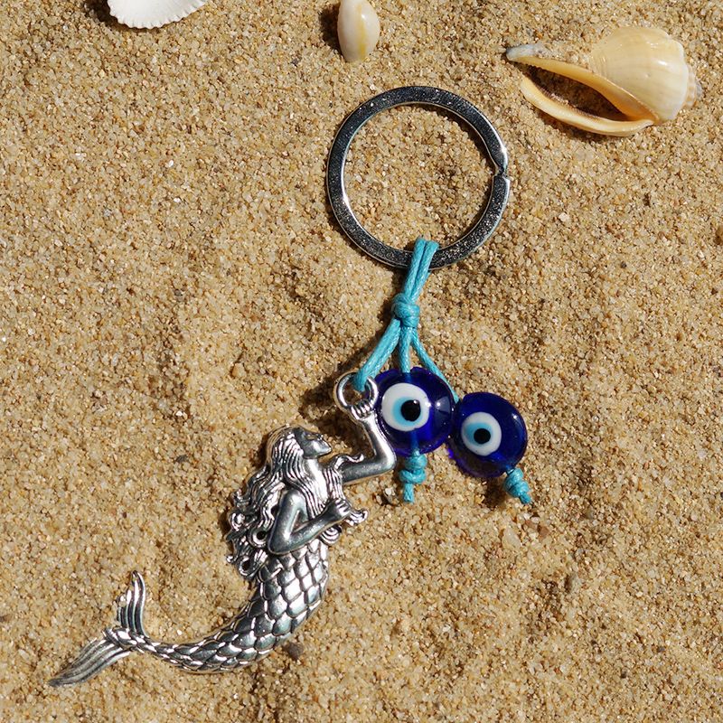 Turkish blue eye jewelry accessory, glass eye bead alloy keychain details Picture