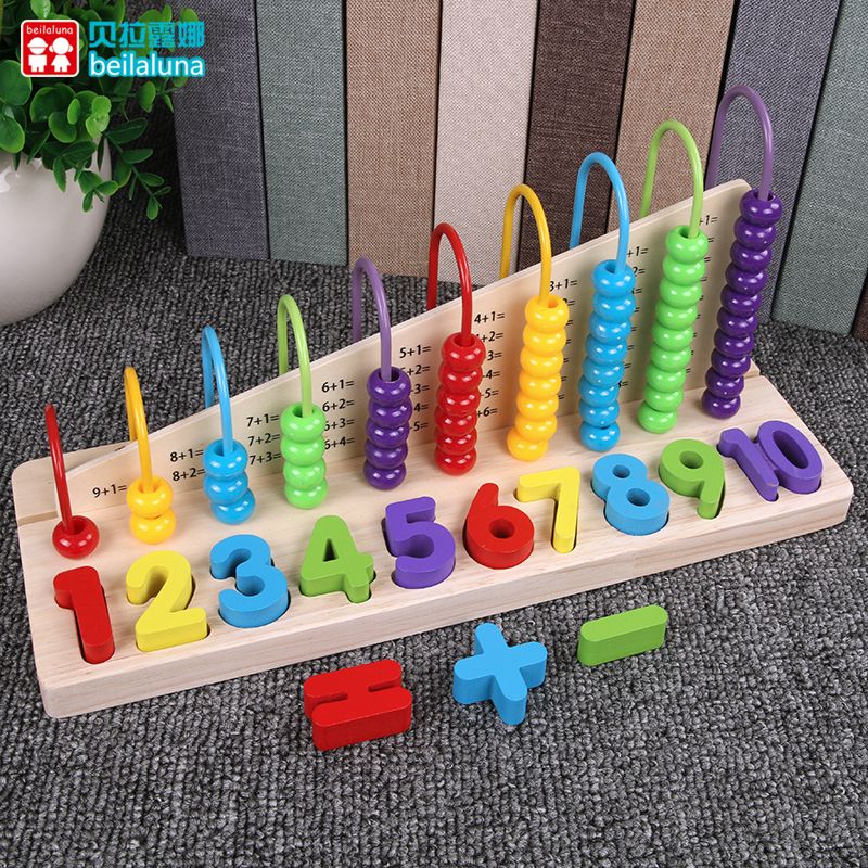 The wooden toy digital calculation logarithm board is rich in color and highly interesting. It can exercise the baby's color recognition visual ability, cultivate logical thinking ability, and exercise early education enlightenment training. It is a parent-child game
