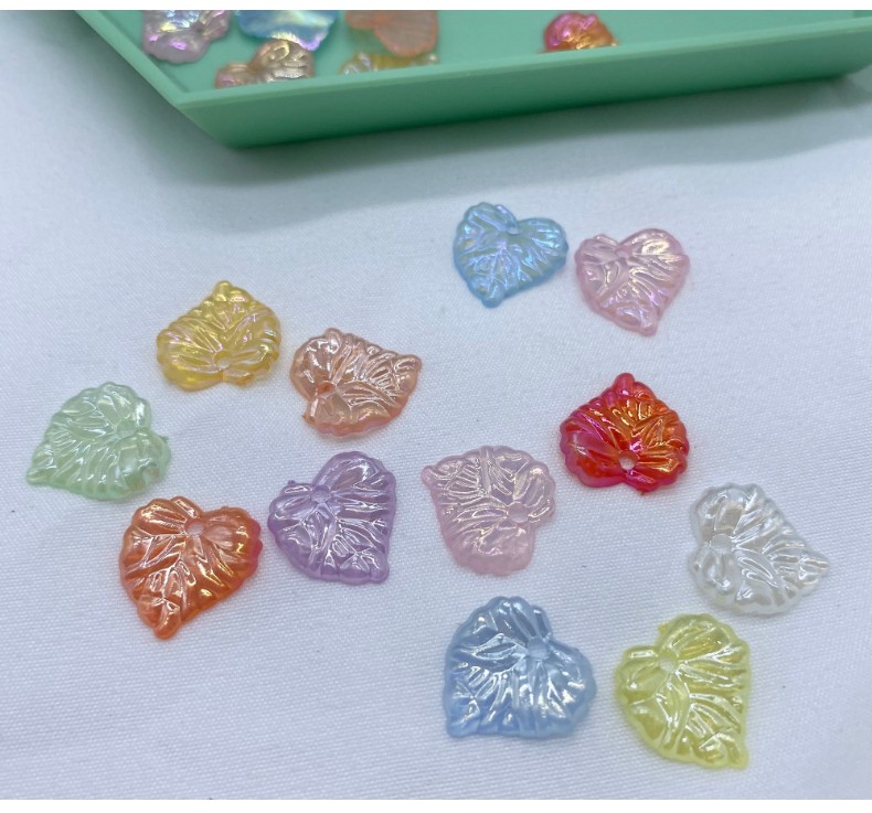 Jelly color-coated ab heart-shaped leaf summer ancient-style clothing headband diy hand-woven accessory detail image 6