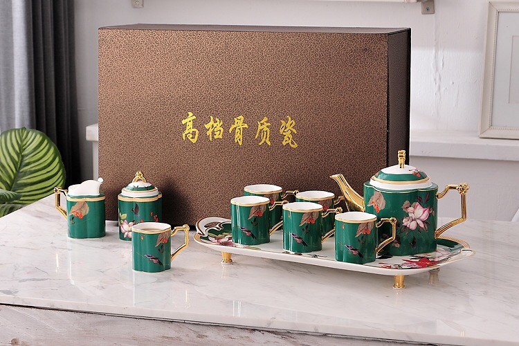 Ceramic water sets, bone China tea sets, high-end coffee sets, flower tea sets, water set sets, European-style coffee sets, afternoon tea, black tea, gold-wrapped luxury gifts detail image 7